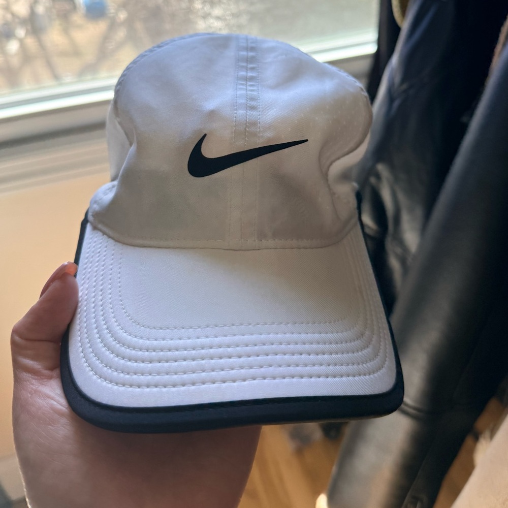 Nike White Cap with Black Swoosh and Trim